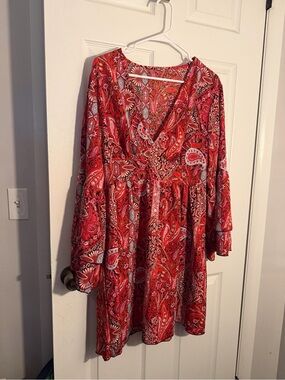 Source Unknown Red Paisley Mini Dress